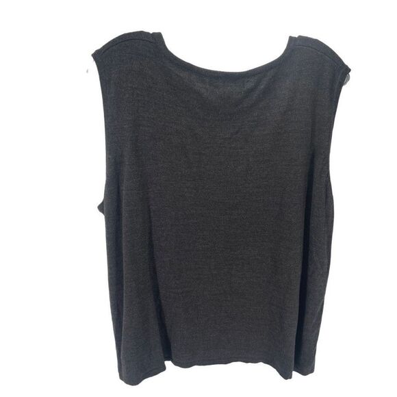 Studio Works Womens Tank Shirt Top Multicolor Floral Embroidered Acrylic Gray 2X - Picture 4 of 10